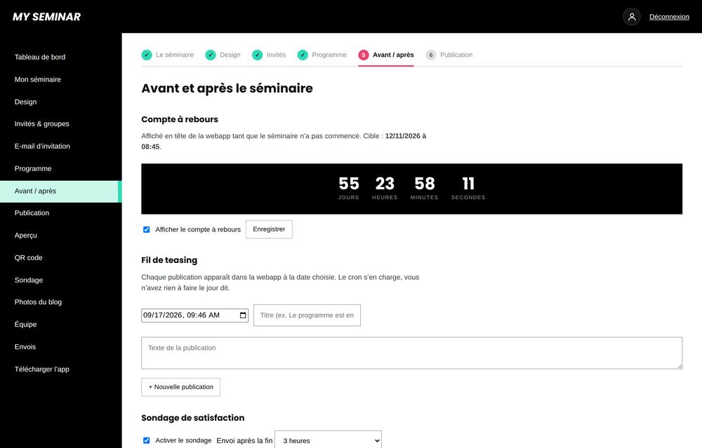 Avant / après — capture du back-office