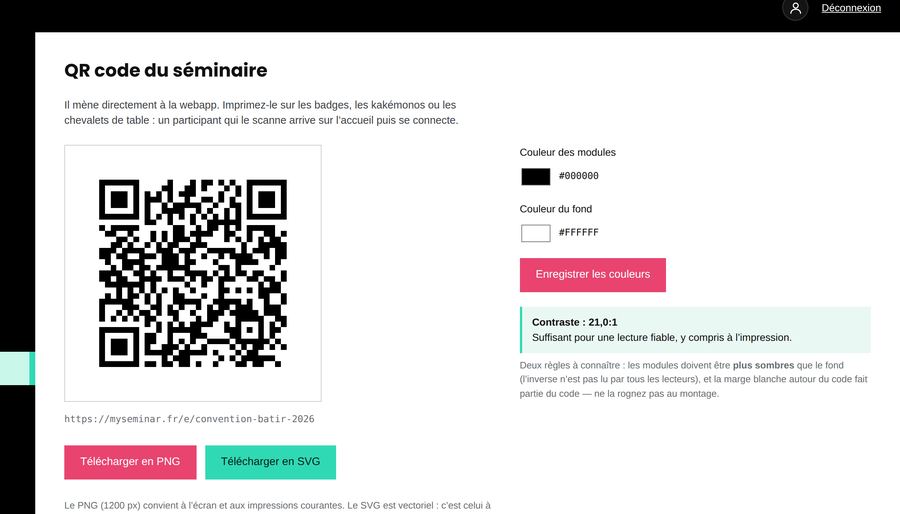 Le QR code, à imprimer et à coller à l’entrée.